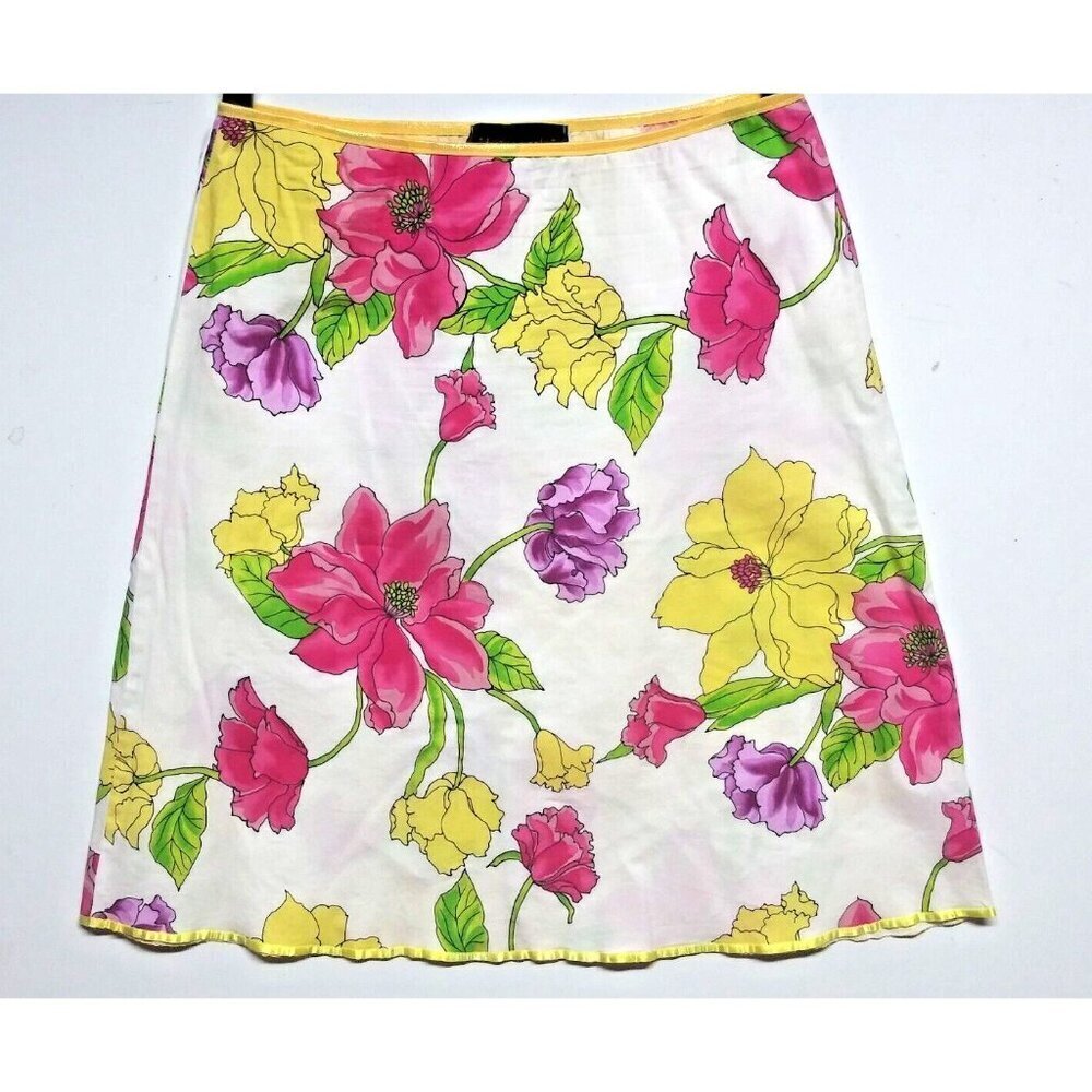 Design works skirt floral stretch elastic waist 28" -35" multicolor